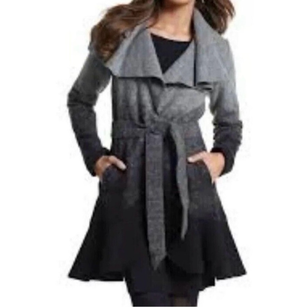 WHBM Wool Blend gray ombré coat wrap with shawl color size XS